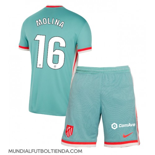 Camiseta Atletico Madrid Nahuel Molina #16 Segunda Equipación Replica 2024-25 para niños mangas cortas (+ Pantalones cortos)